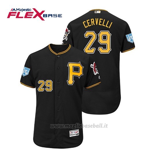 Maglia Baseball Uomo Pittsburgh Pirates Francisco Cervelli Flex Base Entrenamiento De Primavera 2019 Nero